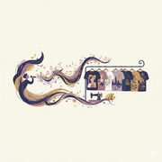 A symbol of singer floating in the air where the rhythm of music is flowing into a hangered t-shirts. 